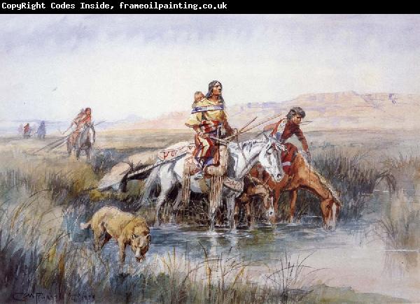 Charles M Russell Indian Women Moving Camp